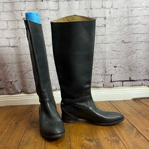 Frye Tall Black Leather Heeled Boots